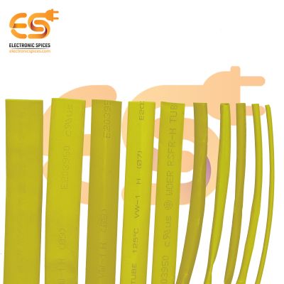 Combo of Yellow Heat Shrink Tubes | 1mm to 10mm | for Wire Insulation (1 mtr each)